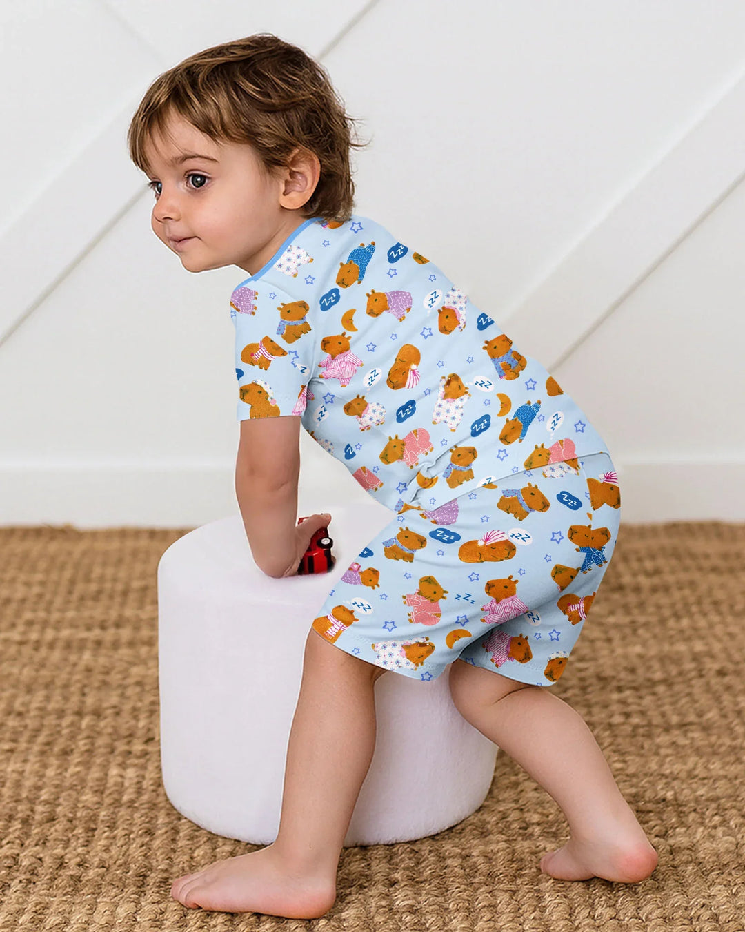Schlafanzug-Set zweiteilig, kurze Ärmel, kurze Hose, Bambus
