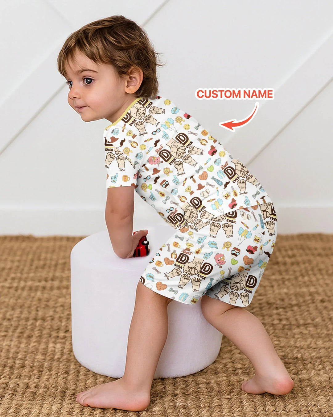 Zweiteiliges Pyjama-Set mit kurzen Ärmeln und Shorts im Sommer-Design