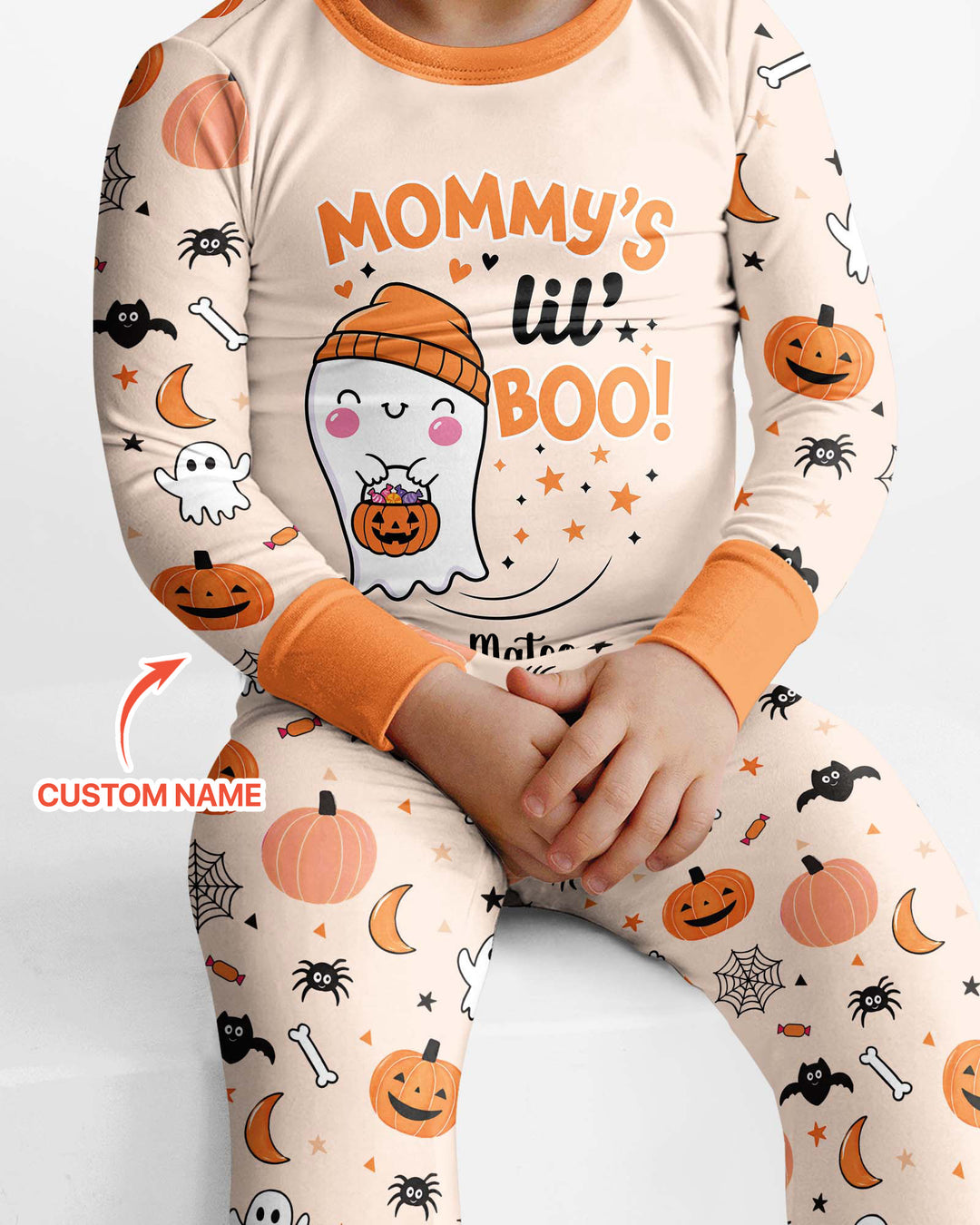 Custom Name Mommy's Lil' Boo Bamboo Two Piece Long Sleeve Pajama Set