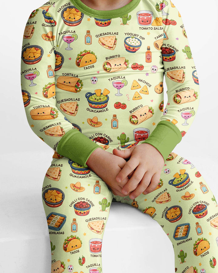 Kawaii Mexican Food Bamboo Two Piece Long Sleeve Pajama Set