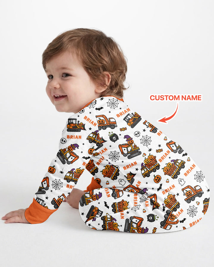 Custom Name Halloween Construction Trucks Bamboo Convertible Zippy
