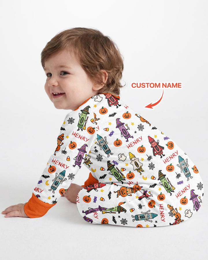 Custom Name Halloween Crayon Bamboo Convertible Zippy
