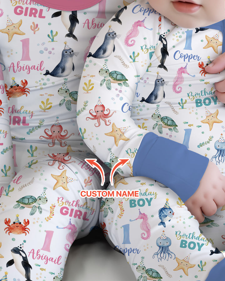 Birthday Under The Sea Custom Name & Age Bamboo Convertible Zippy