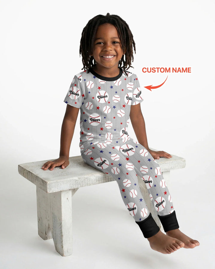 Custom Name Rookie of The Year Matching Bamboo Two Piece Short Sleeve Pajama Set