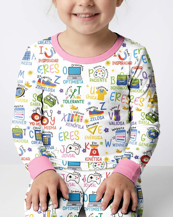 You Are Spanish Alphabet Version Bamboo Two Piece Long Sleeve Pajama Set