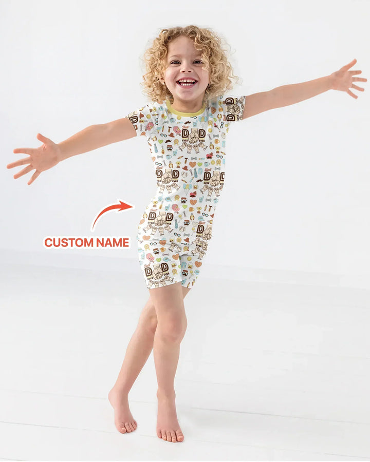 Zweiteiliges Pyjama-Set mit kurzen Ärmeln und Shorts im Sommer-Design