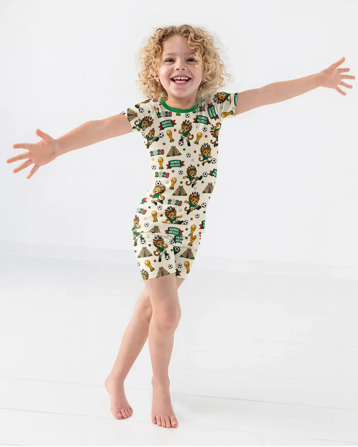Jaguar 2026 Vamos Mexico Family Matching Bamboo Two Piece Short Sleeve Shorts Pajama Set