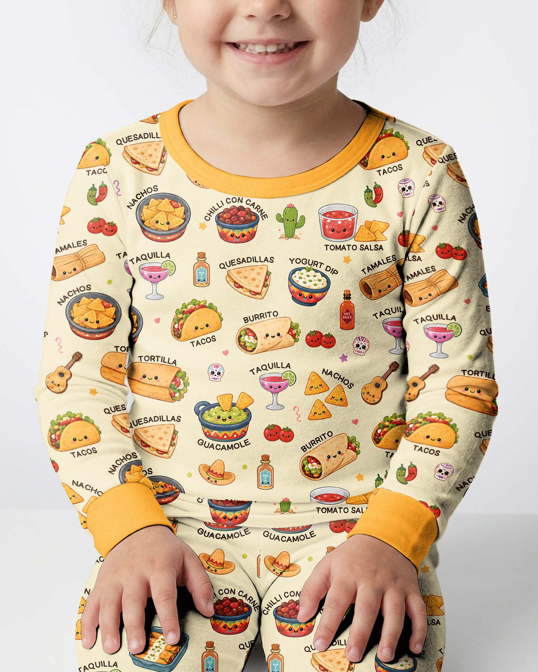 Kawaii Mexican Food Bamboo Two Piece Long Sleeve Pajama Set
