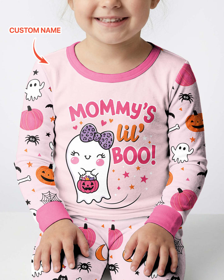 Custom Name Mommy's Lil' Boo Bamboo Two Piece Long Sleeve Pajama Set
