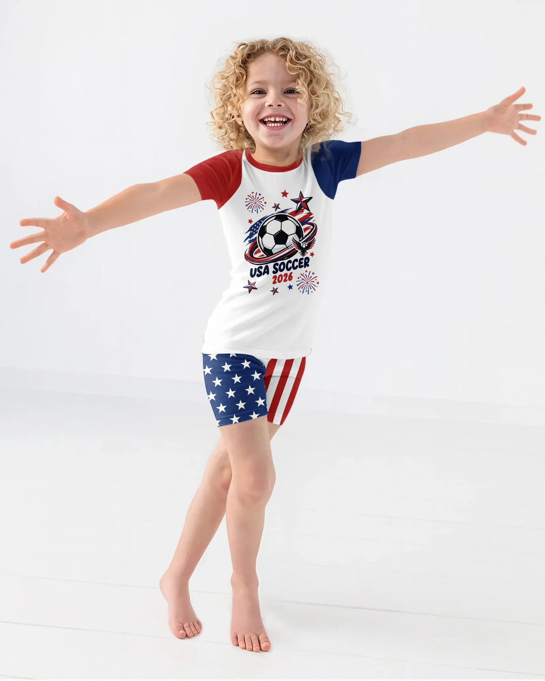 USA Soccer 2026 Family Matching Bamboo Two Piece Short Sleeve Shorts Pajama Set