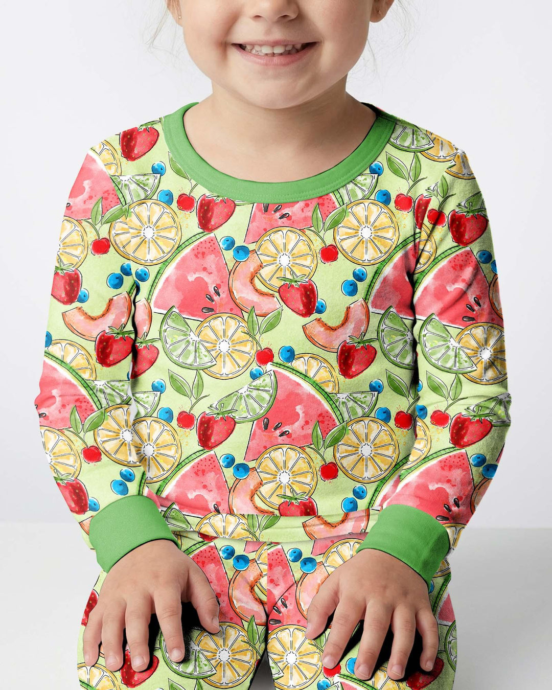 Zweiteiliges Langarm-Pyjama-Set mit Sommerfrüchten