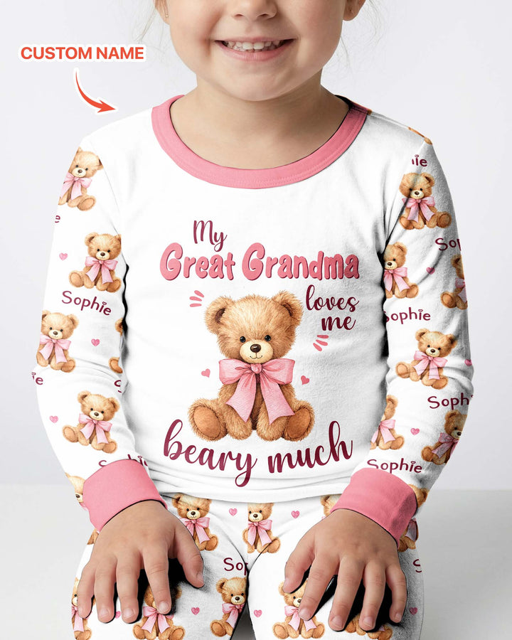 Grandma/... Loves Me Beary Much Personalized Bamboo Two Piece Long Sleeve Pajama Set
