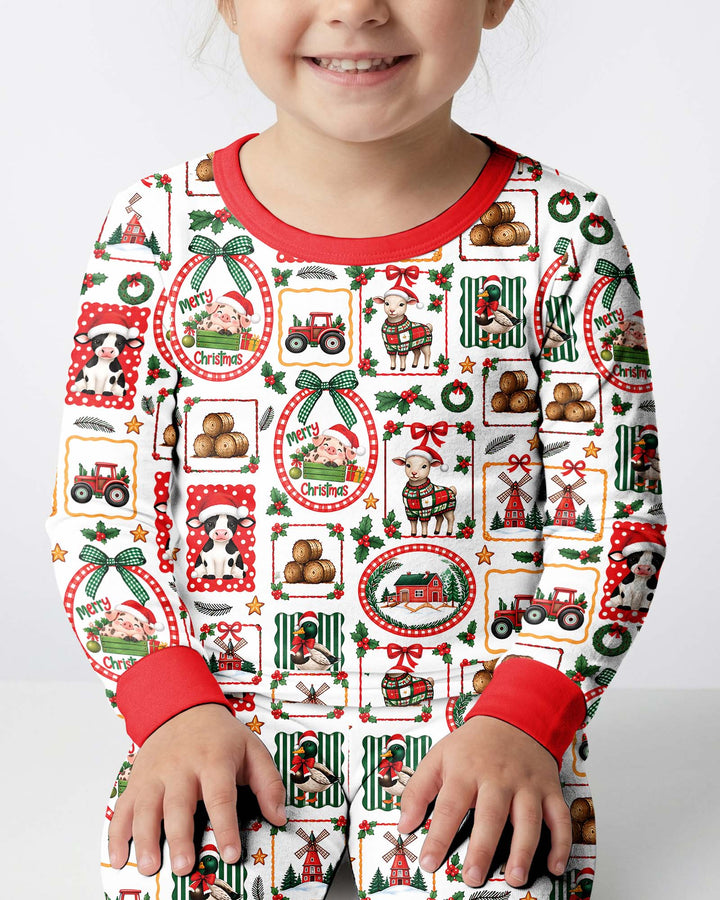 Christmas Farm Animals Bamboo Two Piece Long Sleeve Pajama Set