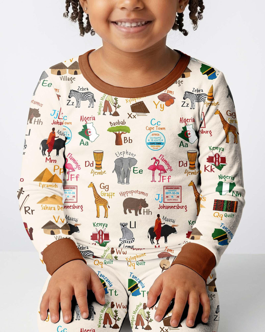 Zweiteiliges Langarm-Pyjama-Set mit Sommerfrüchten