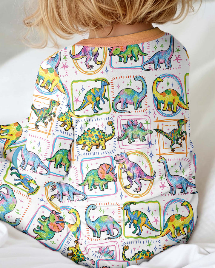Dinosaur Colorful Stamps Bamboo Convertible Zippy