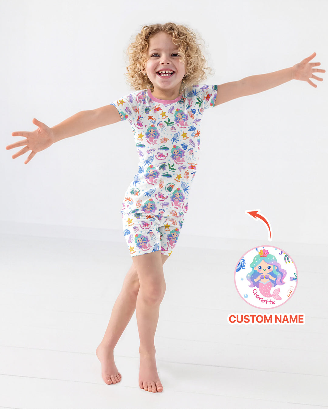 Zweiteiliges Pyjama-Set mit kurzen Ärmeln und Shorts im Sommer-Design