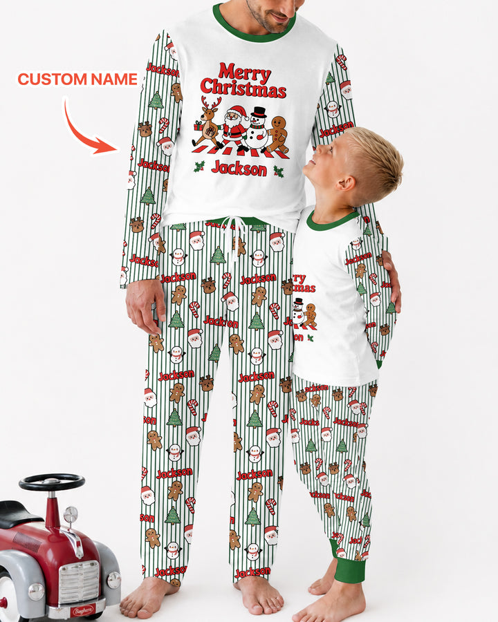 Custom Name Funny Christmas Crossing Bamboo Men's Pajama Set