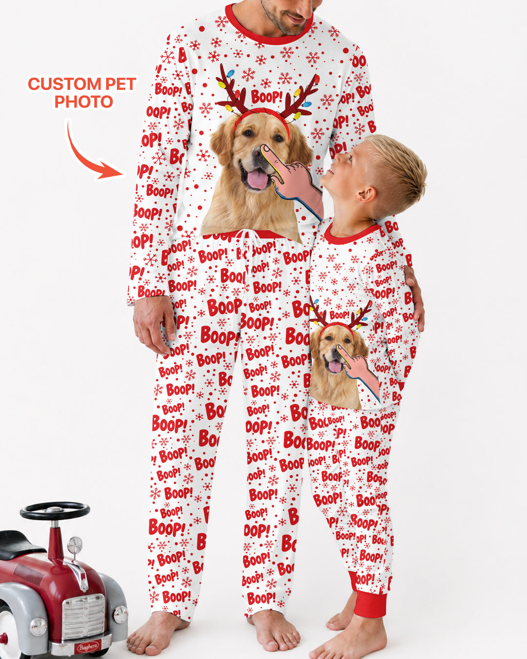 Custom Pet Photo Funny Christmas Boop Bamboo Men's Pajama Set