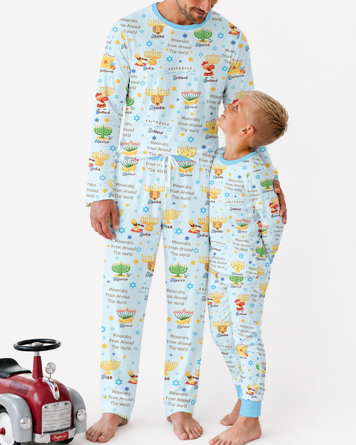 Menorahs From Around The World Bamboo Men's Pajama Set