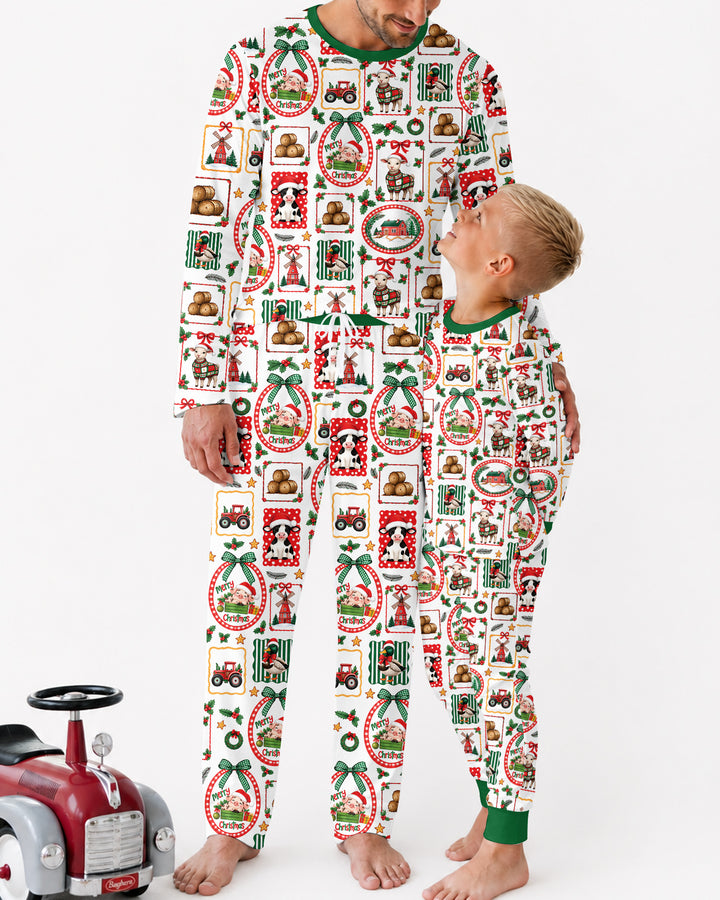 Christmas Farm Animals Bamboo Men's Pajama Set