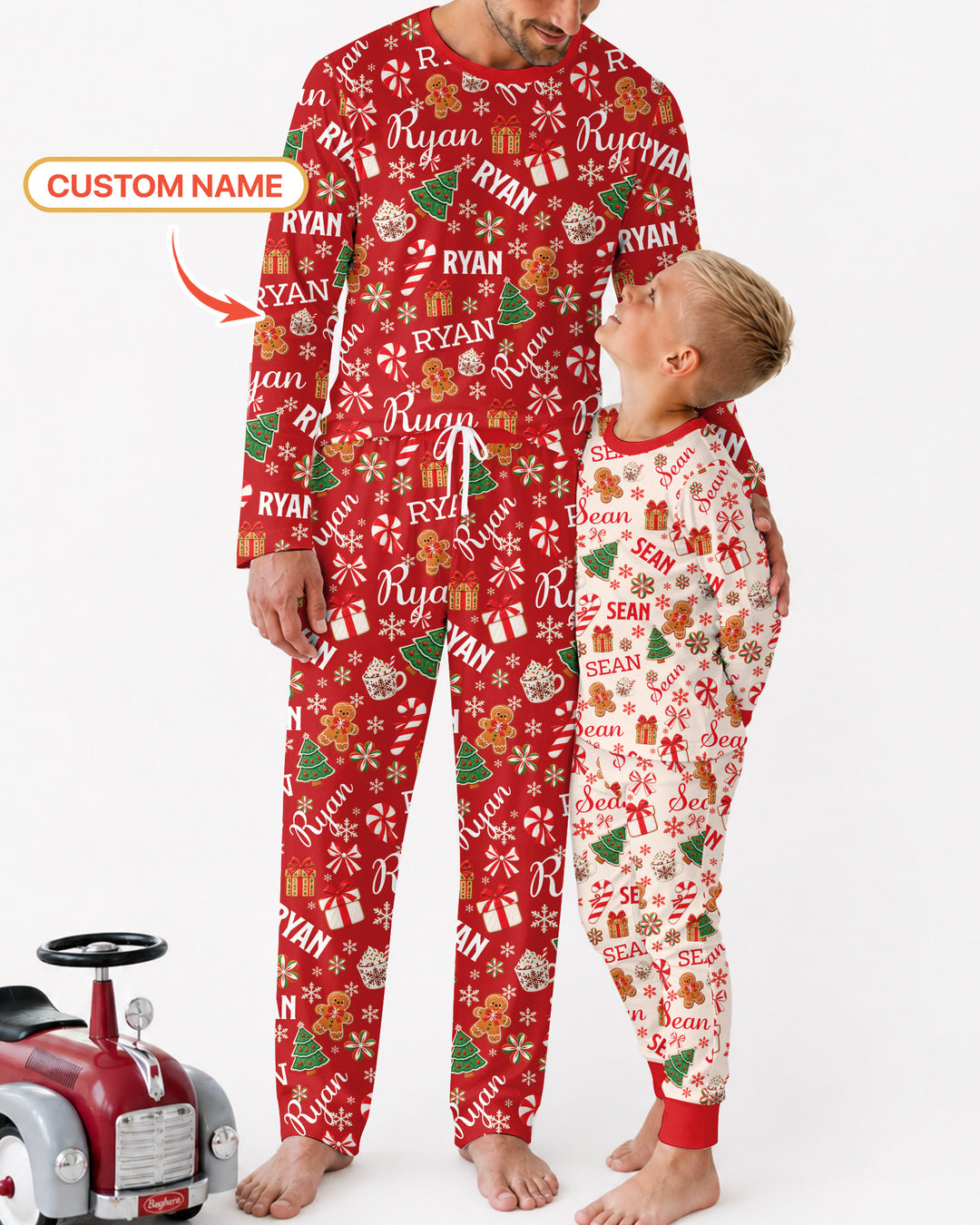 Merry Christmas Custom Name Bamboo Men's Pajama Set