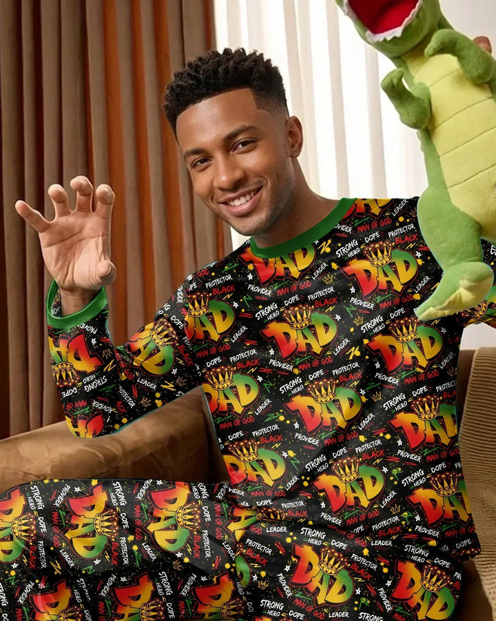 Black Dad Graffiti Bamboo Men's Pajama Set