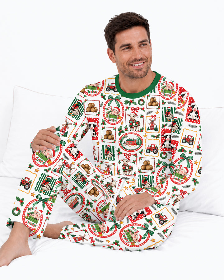 Christmas Farm Animals Bamboo Men's Pajama Set