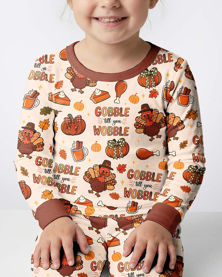 Gobble Gobble Till You Wobble Bamboo Two Piece Long Sleeve Pajama Set