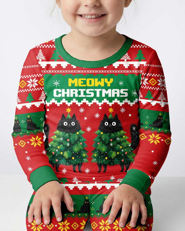 Meowy Christmas Bamboo Two Piece Long Sleeve Pajama Set