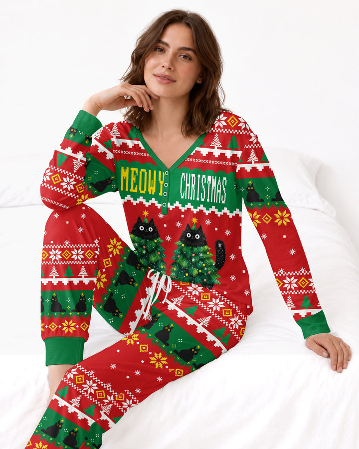 Meowy Christmas Bamboo Women Pajama Set
