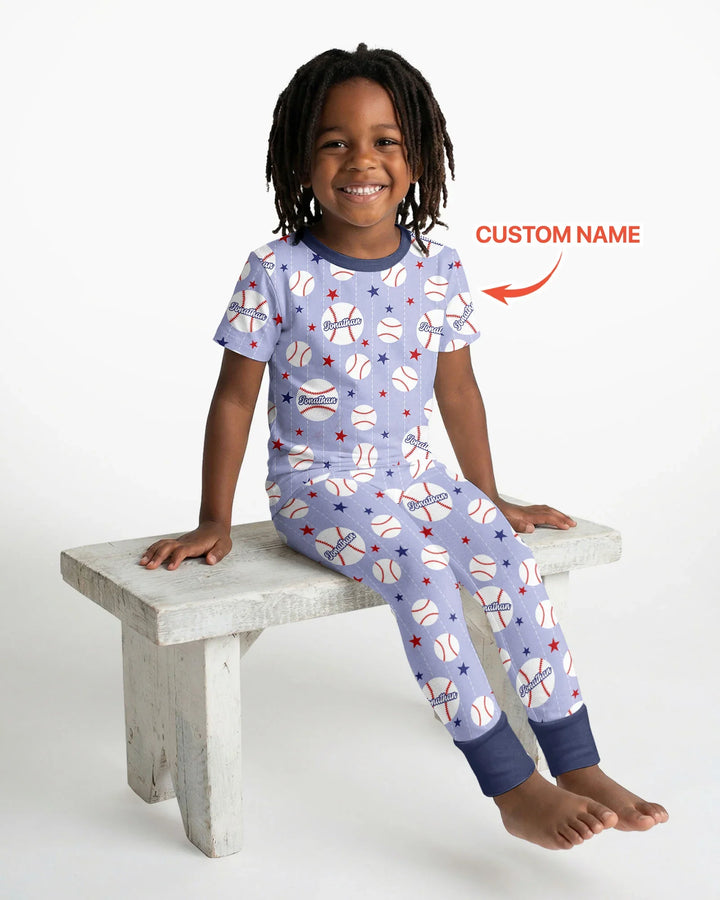 Custom Name Rookie of The Year Matching Bamboo Two Piece Short Sleeve Pajama Set
