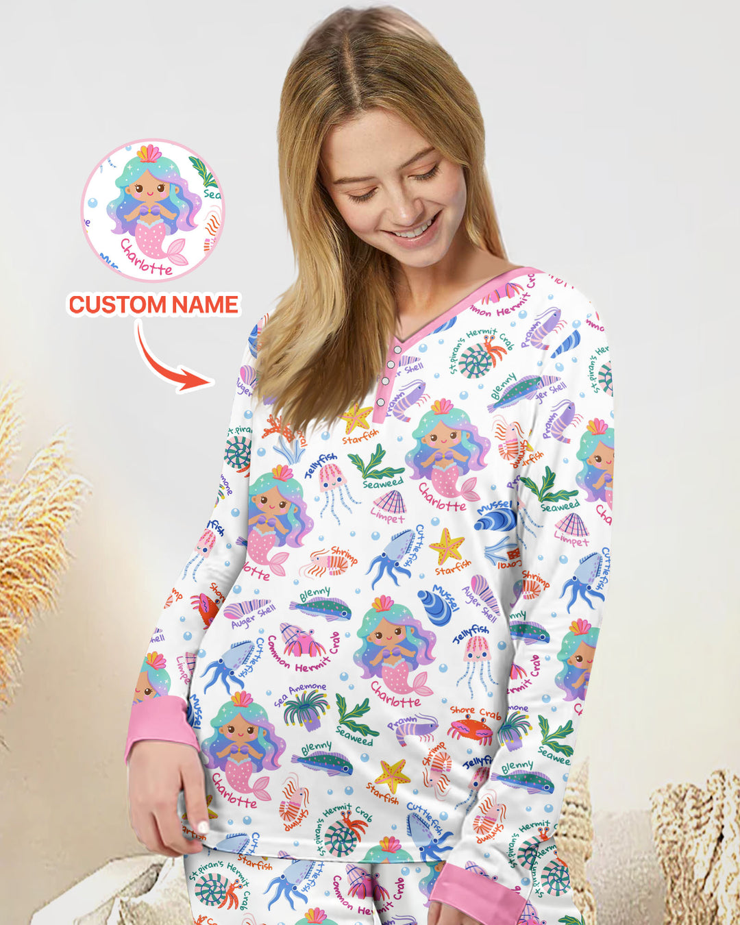 Template Damen Pyjama-Set aus personalisiertem Bambus