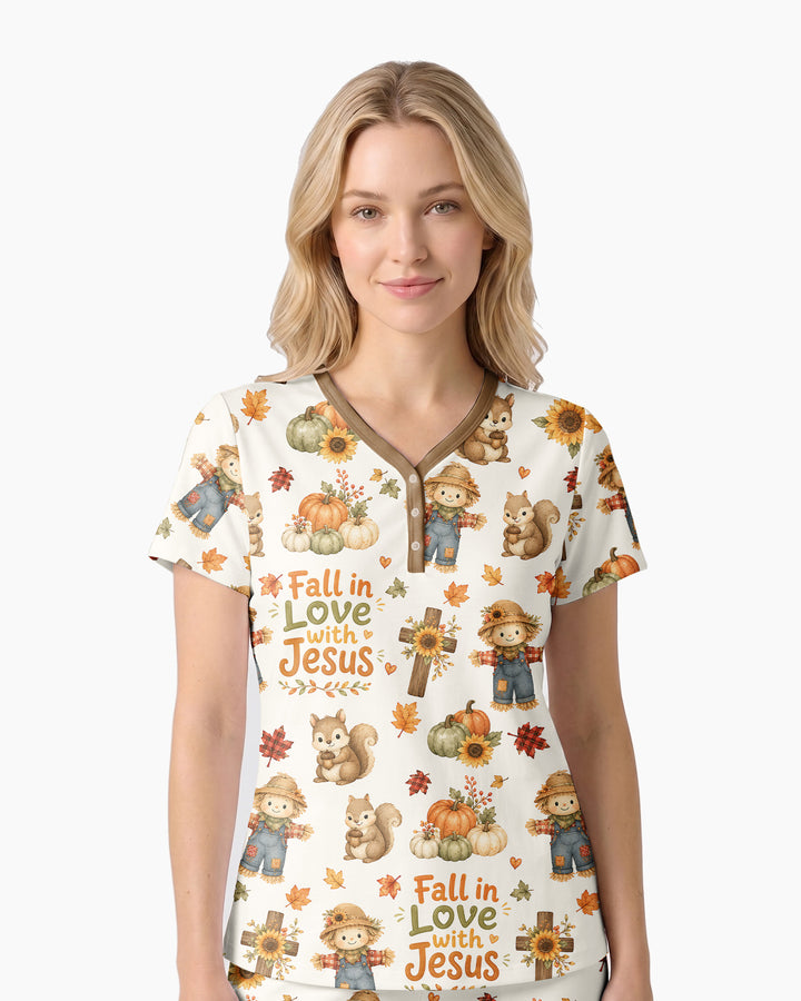 Fall For Jesus Bamboo Women Short Sleeve Short Pajama Set