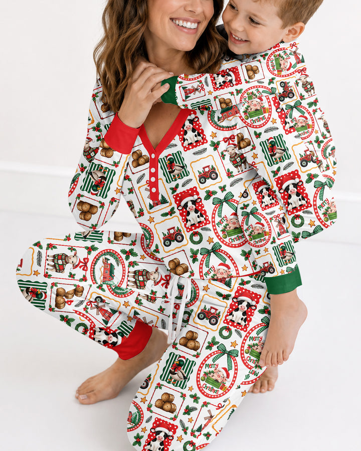 Christmas Farm Animals Bamboo Women Pajama Set