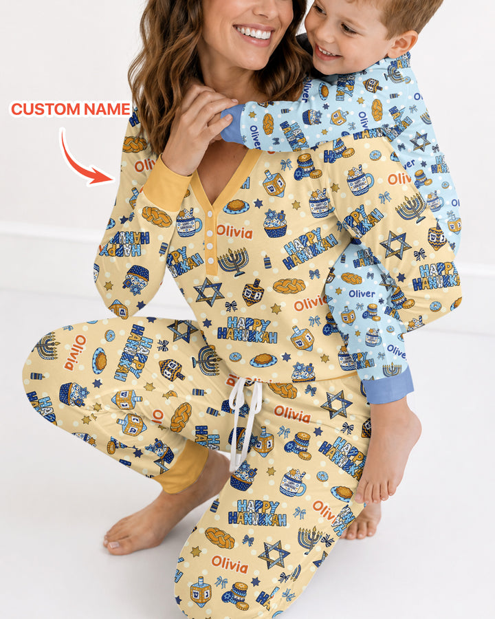 Custom Name Jewish Holiday Bamboo Women Pajama Set