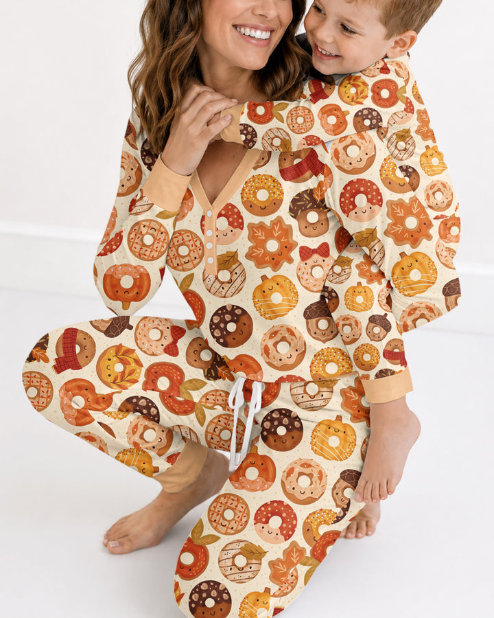 Cute Autumn Donut Bamboo Women Pajama Set