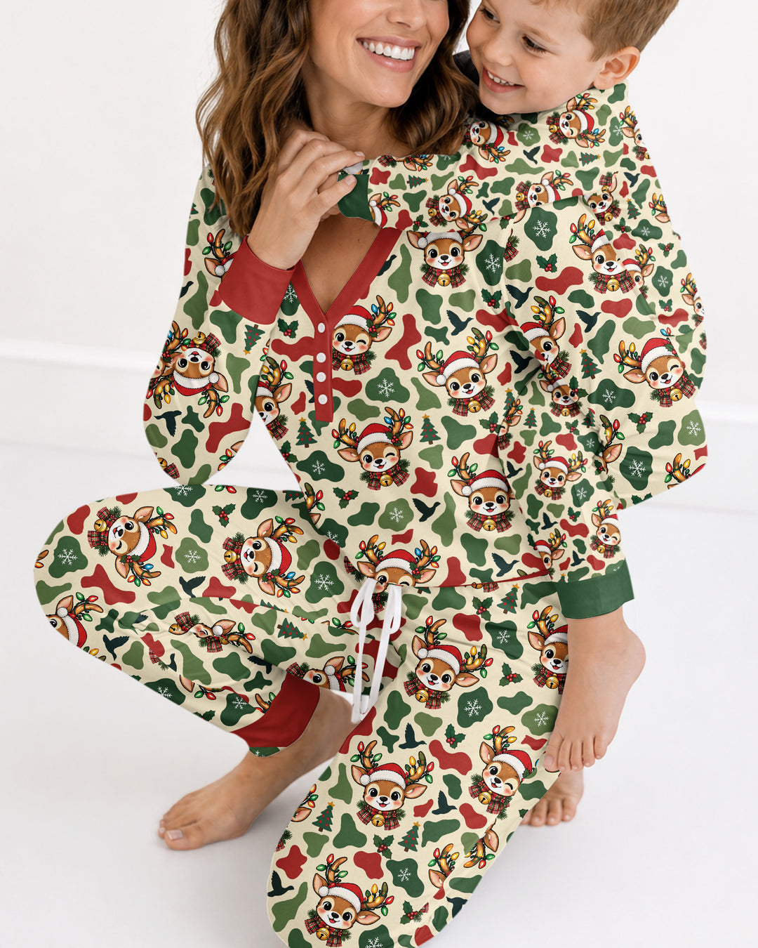 Christmas Deer Hunting Camo Bamboo Women Pajama Set