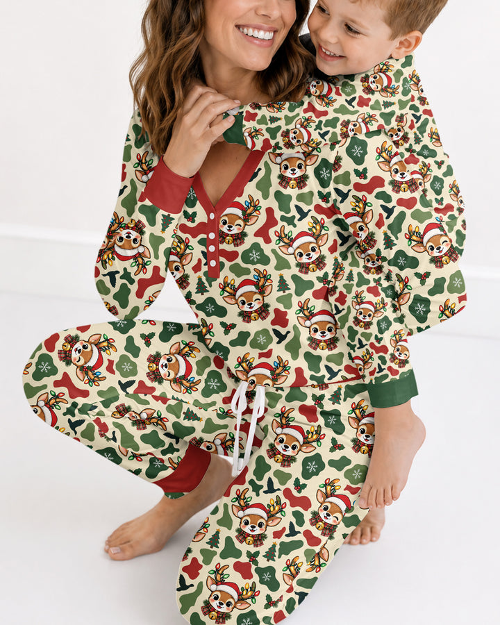 Christmas Deer Hunting Camo Bamboo Women Pajama Set