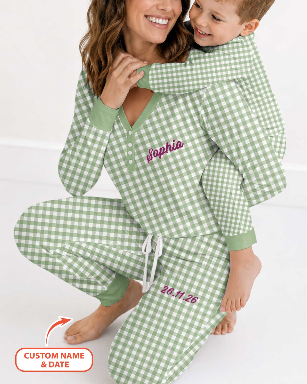 Embroidered Seersucker Bamboo Women Pajama Set