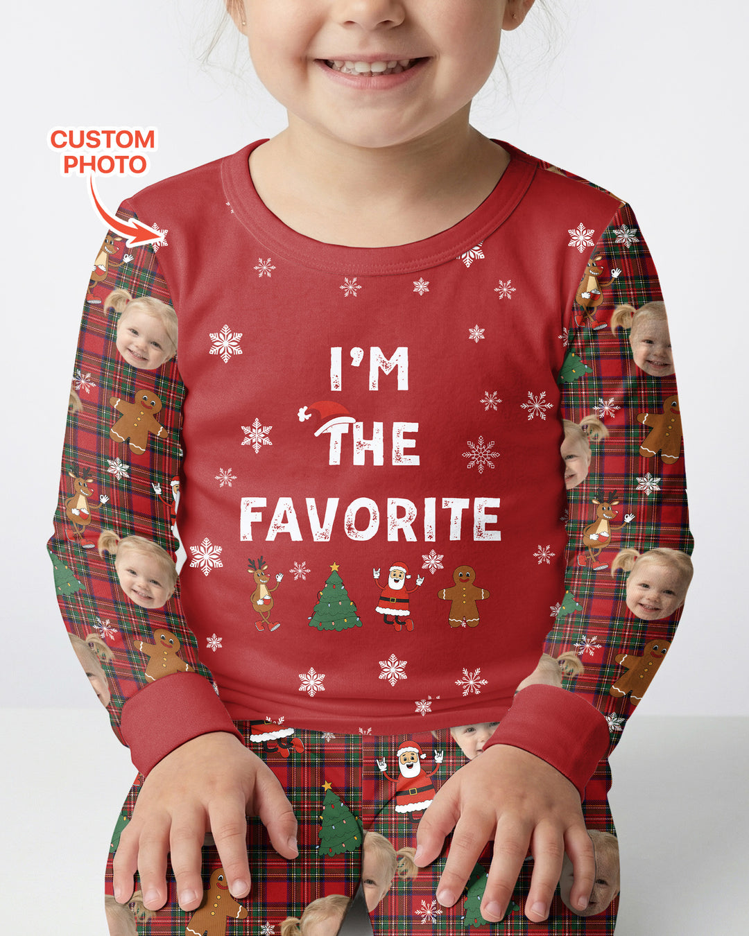 I'm The Favorite Christmas Funny Brother Sister Matching Bamboo Two Piece Long Sleeve Pajama Set