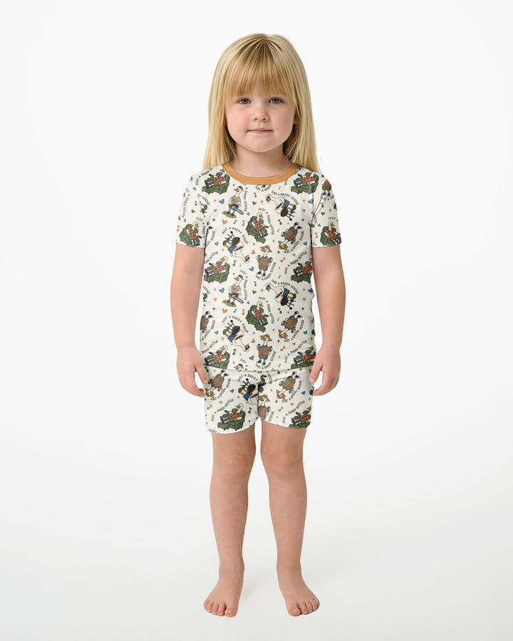 Schlafanzug-Set zweiteilig, kurze Ärmel, kurze Hose, Bambus