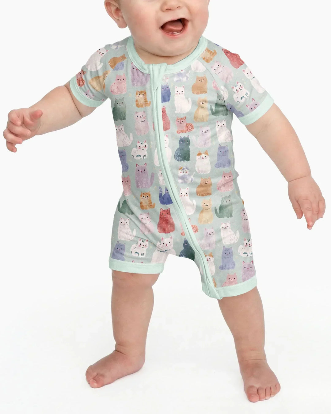 Enchanted Happy Kitty Family Matching Bamboo Shorty Zippy