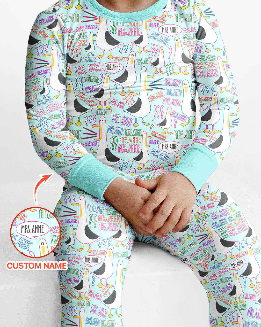 Teacher Teacher Teacher Funny Seagull Bamboo Two Piece Long Sleeve Pajama Set
