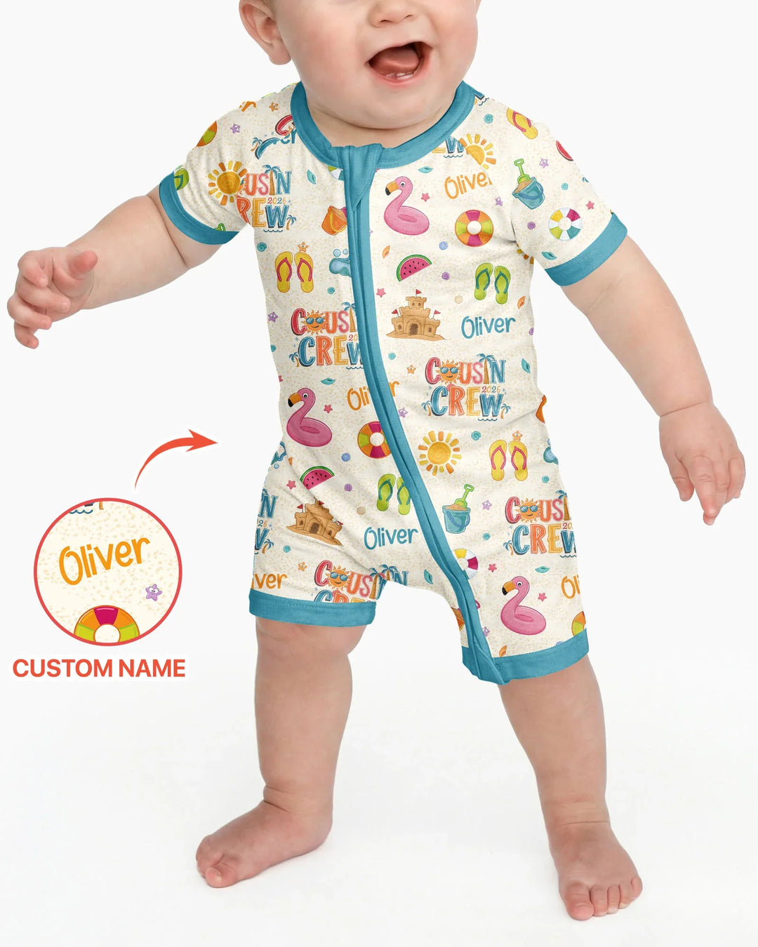 Custom Name Summer 2026 Cousin Crew Bamboo Shorty Zippy