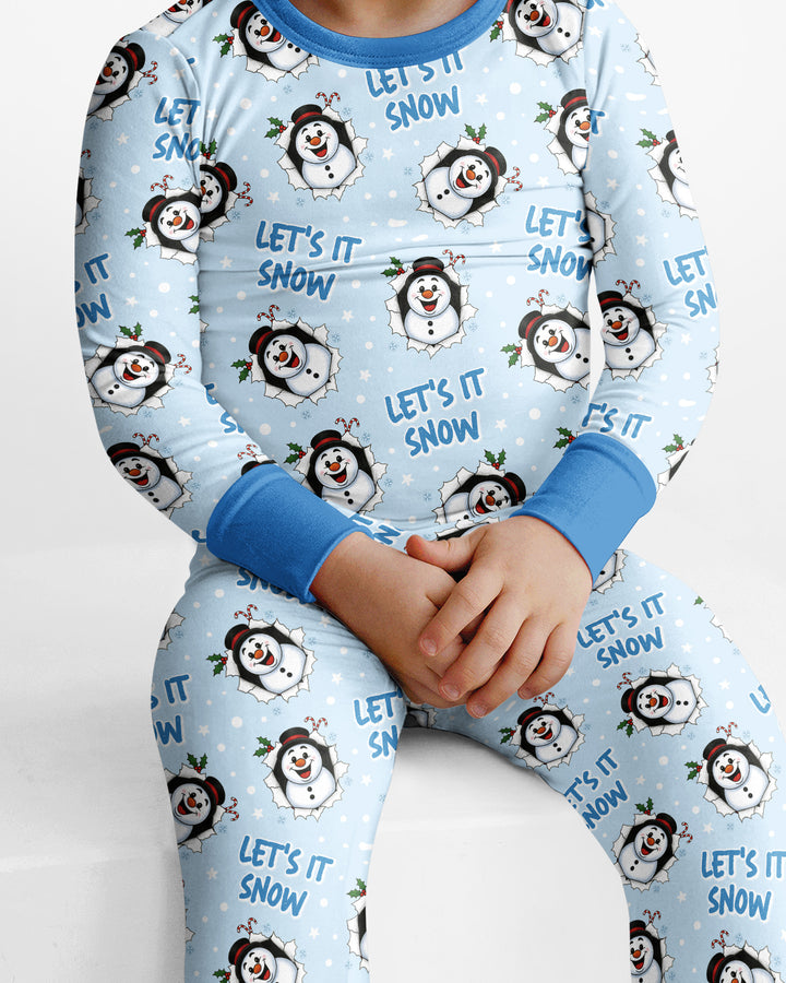 Funny Snowman Bamboo Two Piece Long Sleeve Pajama Set