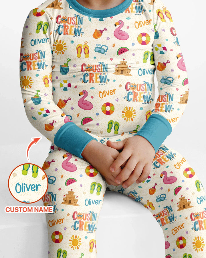 Zweiteiliges Langarm-Pyjama-Set mit Sommerfrüchten