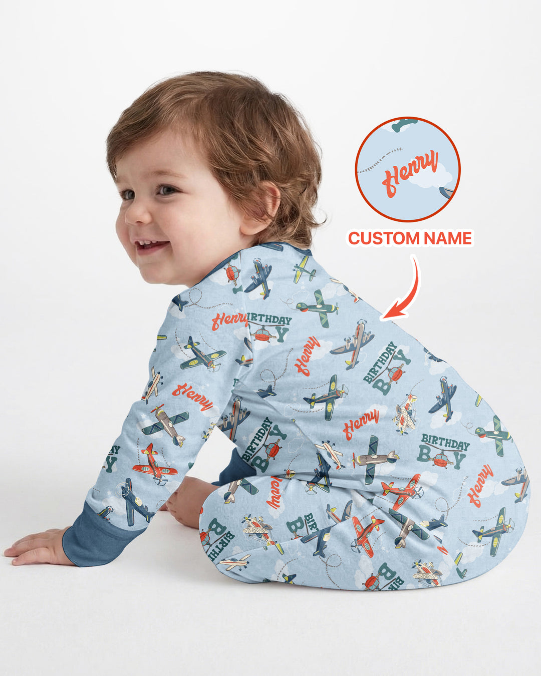 Personalized Airplane Birthday Boy Bamboo Convertible Zippy