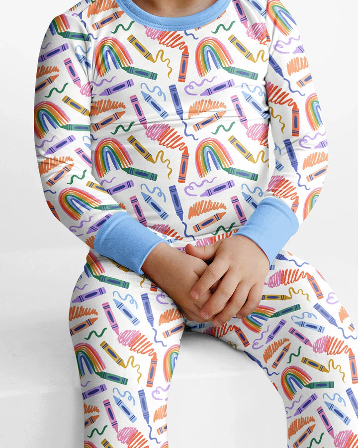 Zweiteiliges Langarm-Pyjama-Set mit Sommerfrüchten