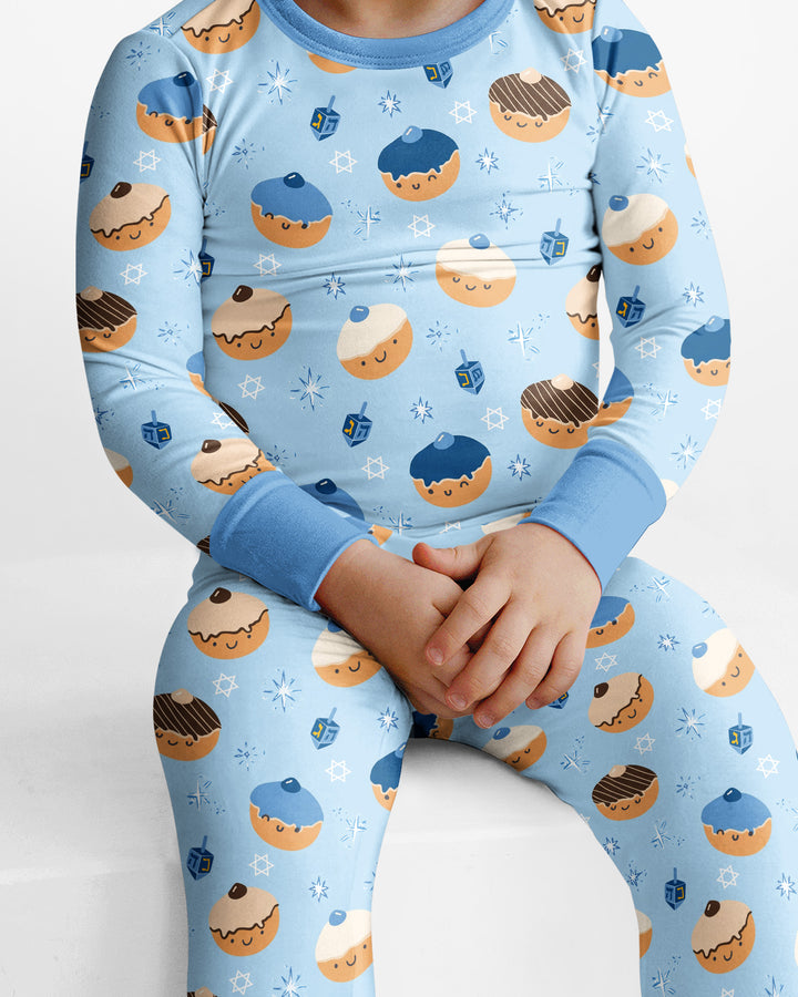Hanukkah Donut Family Matching Bamboo Two Piece Long Sleeve Pajama Set