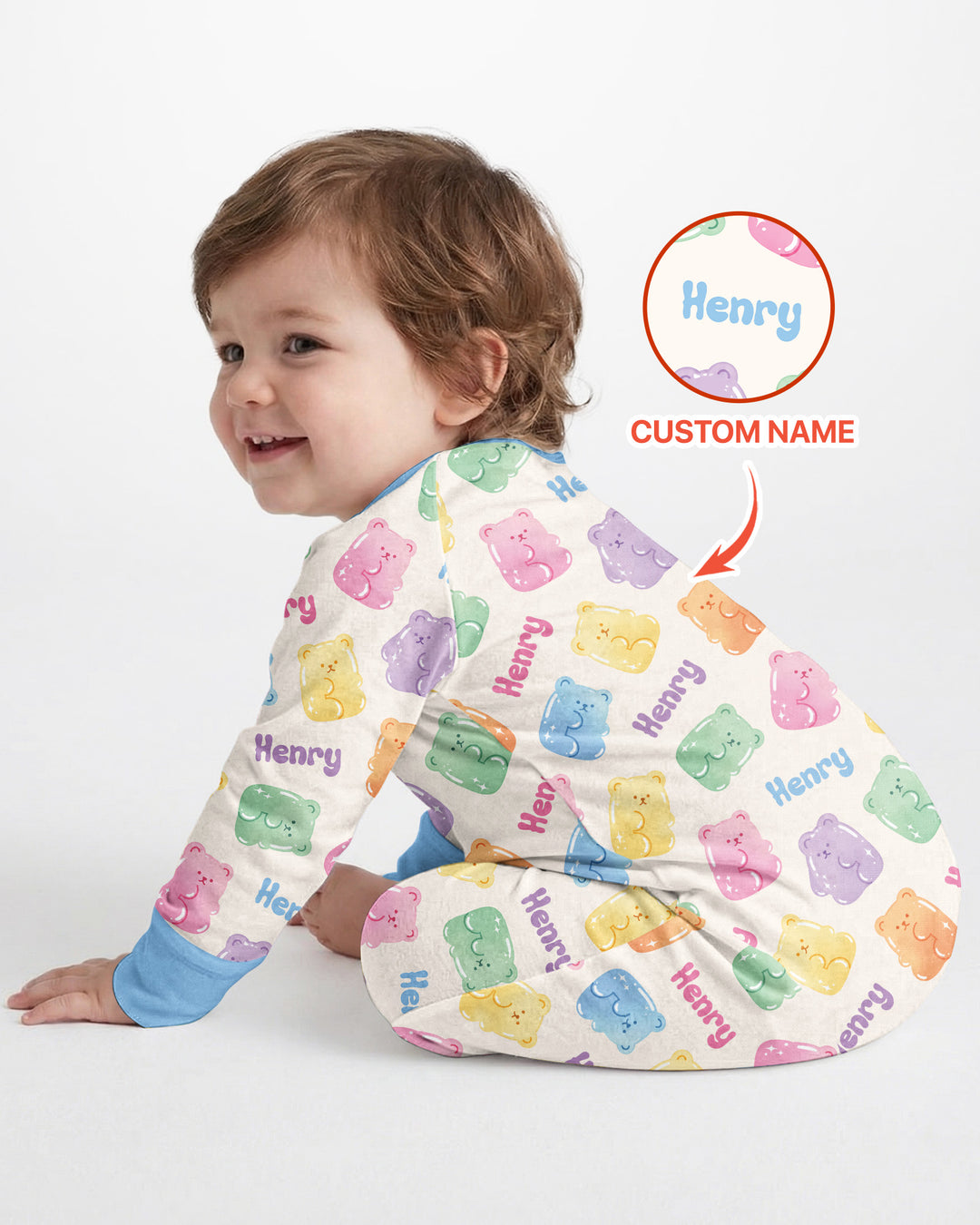 Kawaii Jelly Gummy Bears Custom Name Bamboo Convertible Zippy
